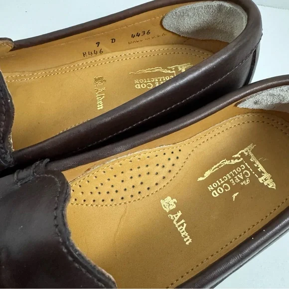 NWOT Alden Brown Leather Loafers with Tassels - Picture 6 of 9